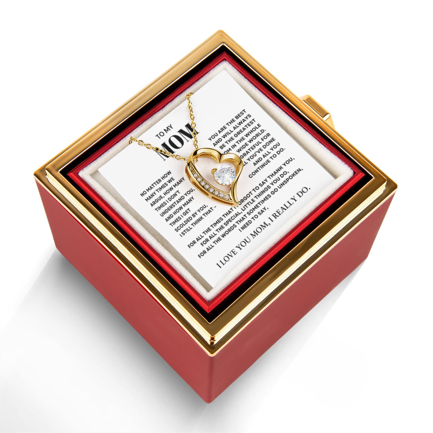 To my Mom Gift from Son and Daughter, Forever Love Necklace with Rotating Rose Box, Gift for mothers day, Valentines Day, Birthday