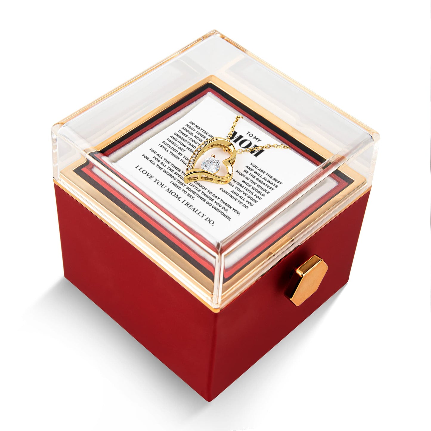 To my Mom Gift from Son and Daughter, Forever Love Necklace with Rotating Rose Box, Gift for mothers day, Valentines Day, Birthday