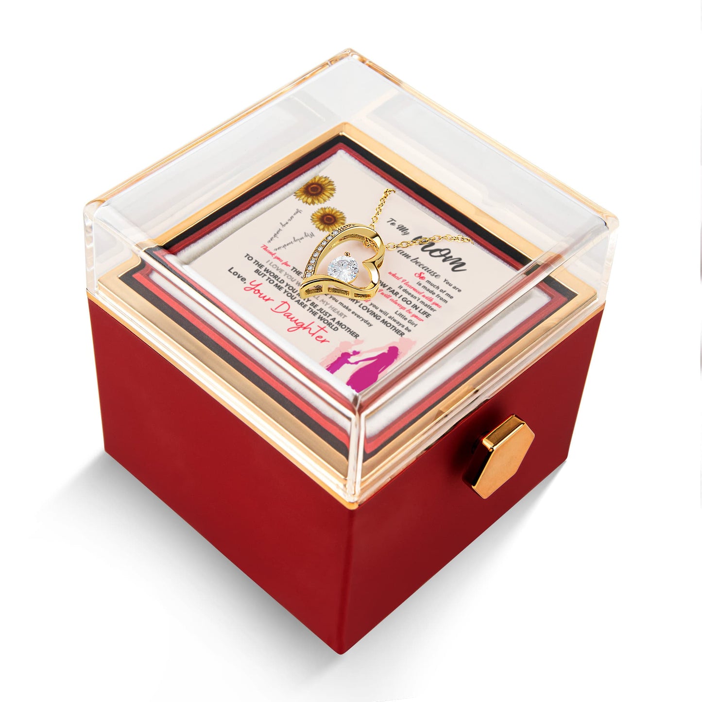 To my Mom Gift from Daughter, Forever Love Necklace with Rotating Rose Box, Gift for mothers day, Valentines Day, Birthday