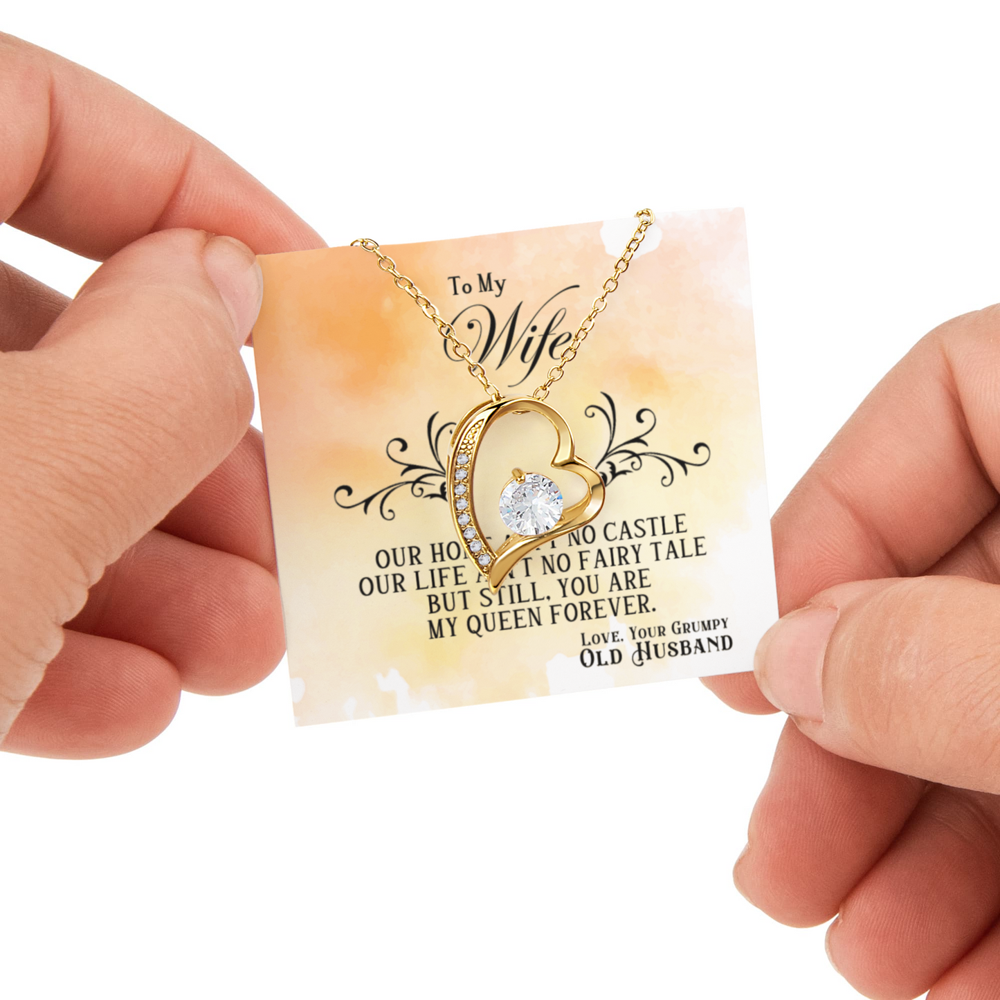 To my Wife Necklace from Husband, Forever Love Pendant with Rotating Rose Box, Gift for Anniversary, Valentines Day, Birthday, Christmas