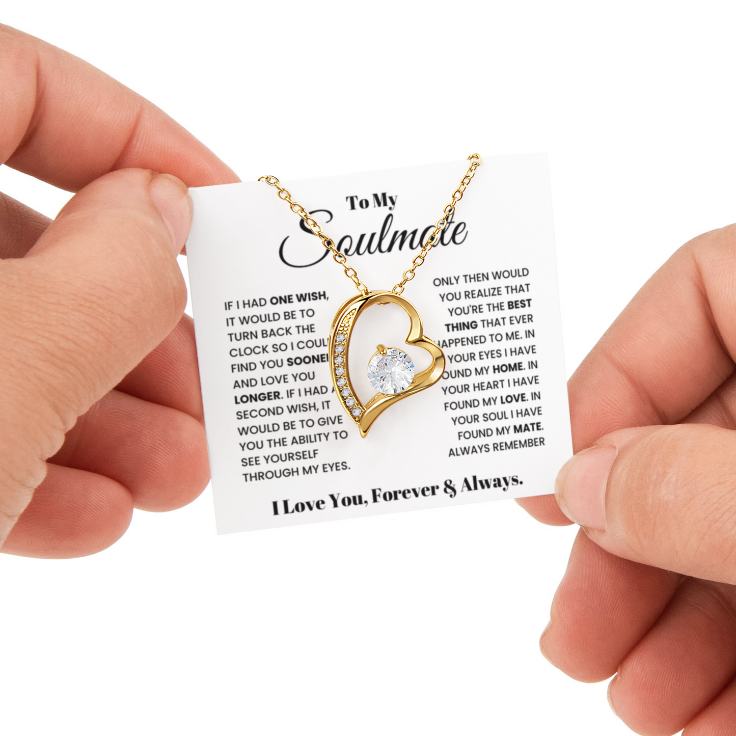 To my Soulmate Wife Necklace from Husband, Forever Love Pendant with Rotating Rose Box, Gift for Anniversary, Valentines Day, Birthday
