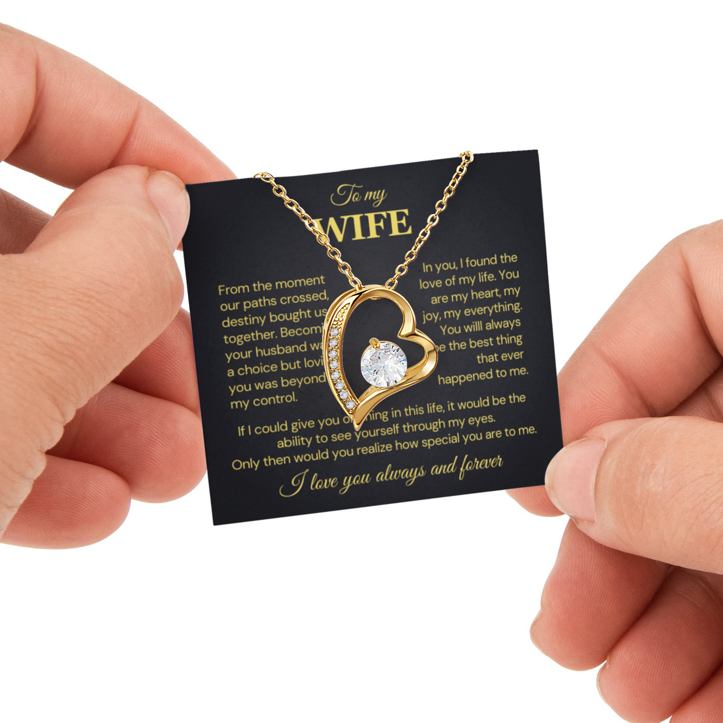 To my Wife Necklace from Husband, Forever Love Pendant with Rotating Rose Box, Gift for Anniversary, Valentines Day, Birthday