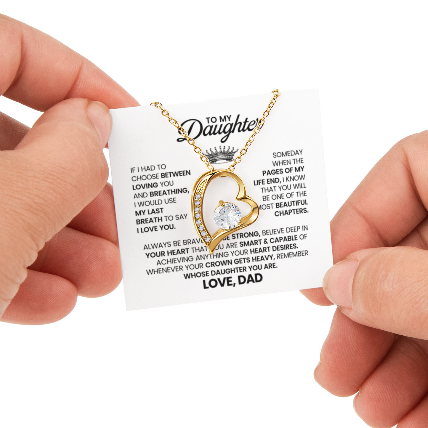 Daughter Necklace from Dad, Forever Love Pendant with Rotating Rose Box, Gift for Birthday, Valentines Day, Graduation, Christmas