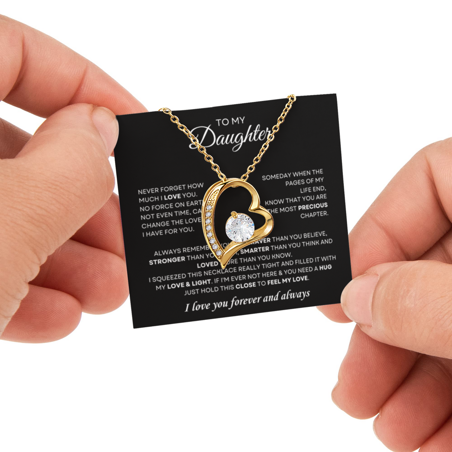 Daughter Necklace from Mom and Dad, Forever Love Pendant with Rotating Rose Box, Gift for Birthday, Valentines Day, Graduation, Christmas