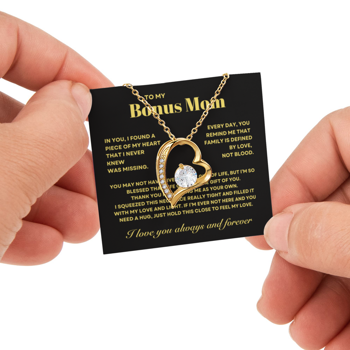 Bonus Mom Necklace Gift from Stepdaughter, Forever Love Necklace with Rotating Rose Box, Gift for mothers day, Valentines Day, Birthday