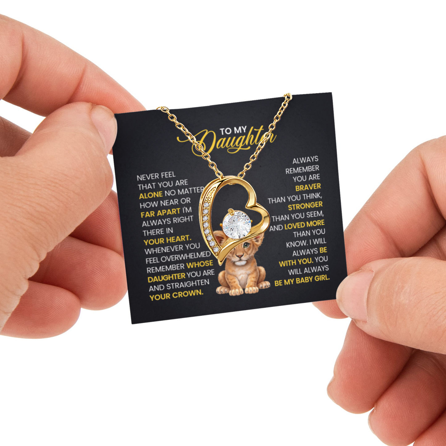 Daughter Necklace from Dad, Forever Love Pendant with Rotating Rose Box, Gift for Birthday, Valentines Day, Graduation, Christmas