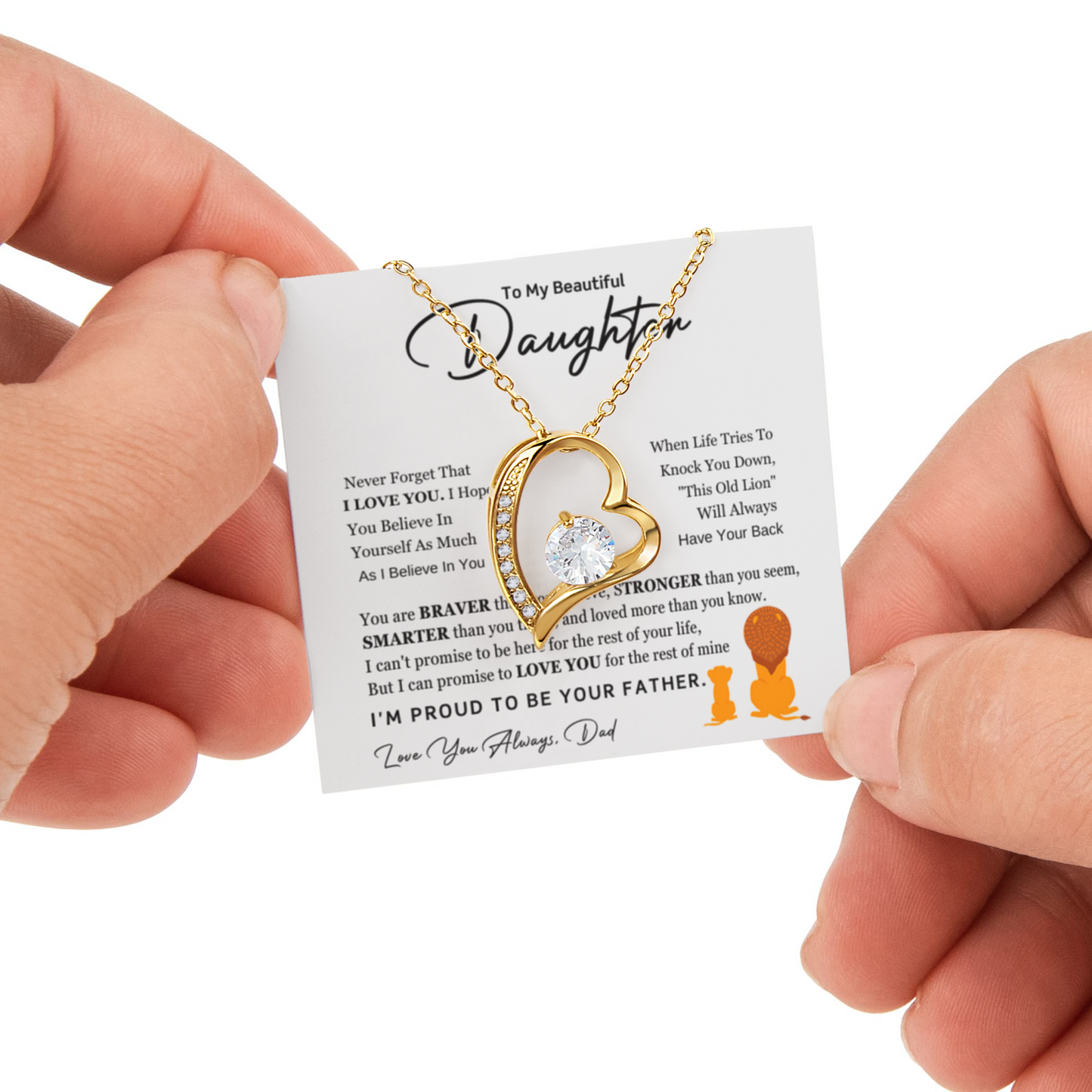 Daughter Necklace from Dad, Forever Love Pendant with Rotating Rose Box, Gift for Birthday, Valentines Day, Graduation, Christmas