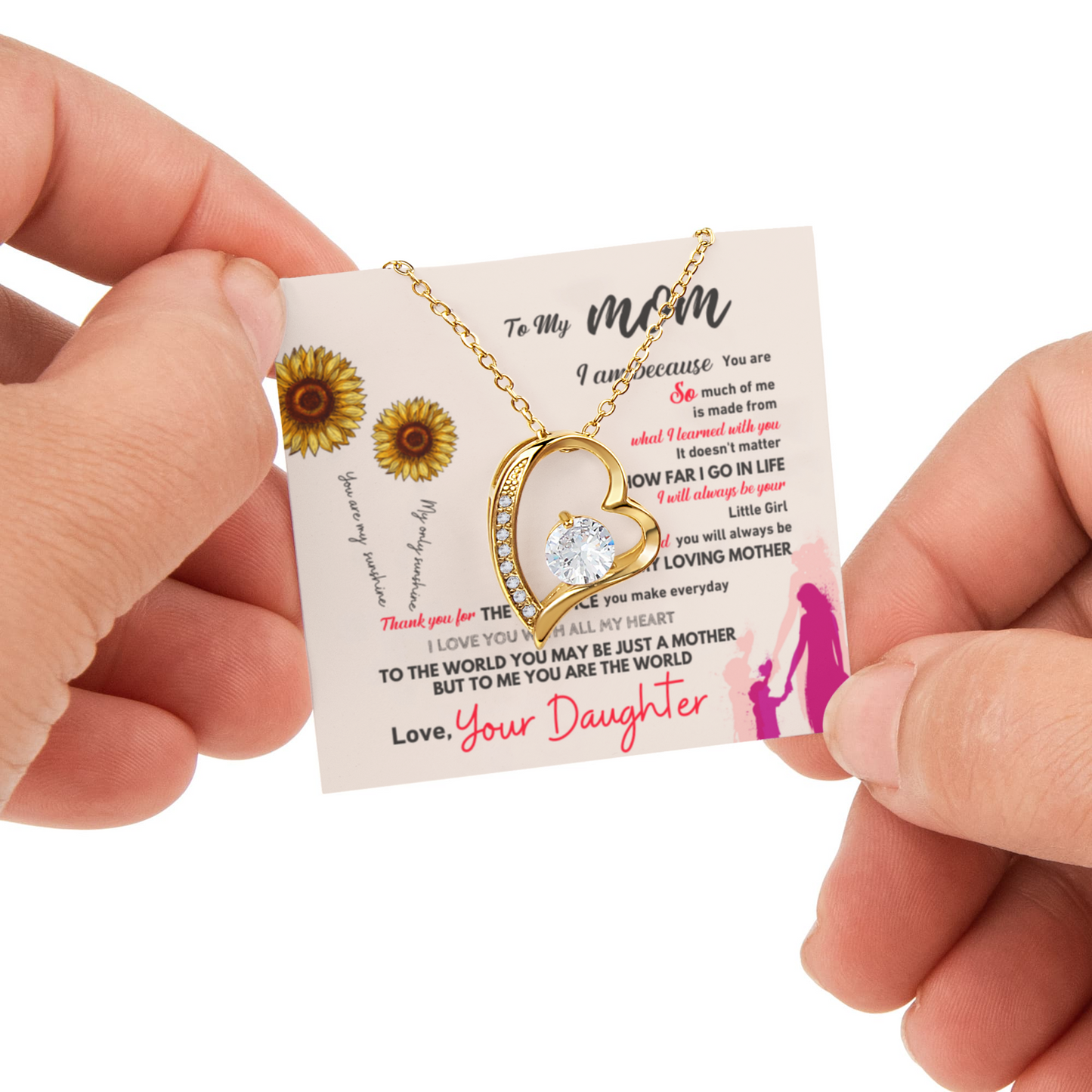 To my Mom Gift from Daughter, Forever Love Necklace with Rotating Rose Box, Gift for mothers day, Valentines Day, Birthday