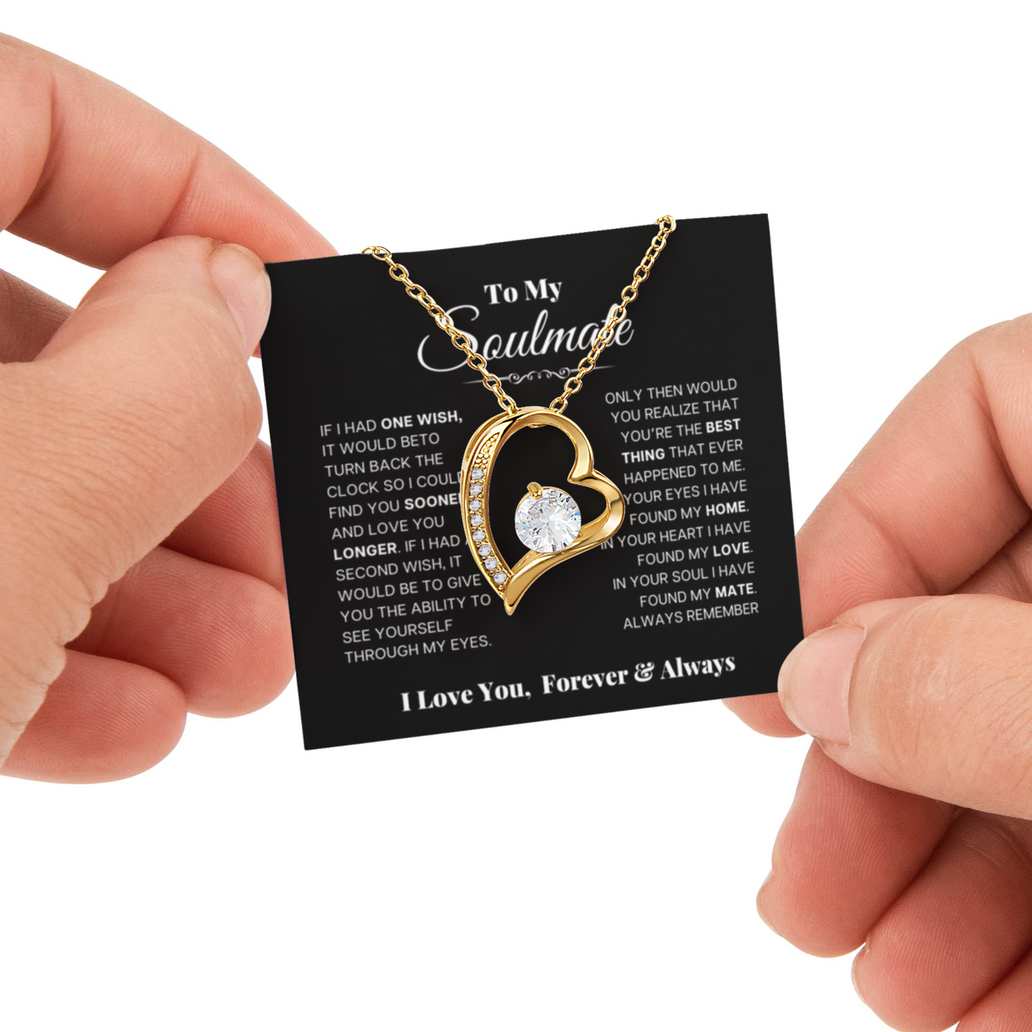 To my Soulmate Wife Necklace from Husband, Forever Love Pendant with Rotating Rose Box, Gift for Anniversary, Valentines Day, Birthday