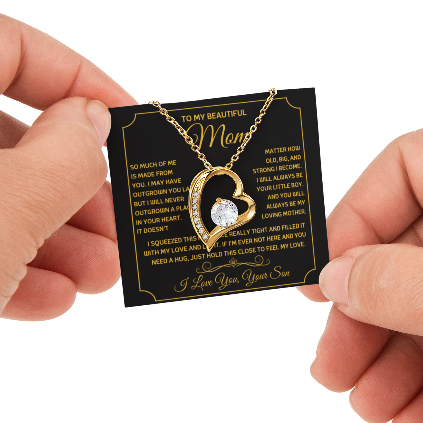 To my Mom Gift from son, Forever Love Necklace with Rotating Rose Box, Gift for mothers day, Valentines Day, Birthday