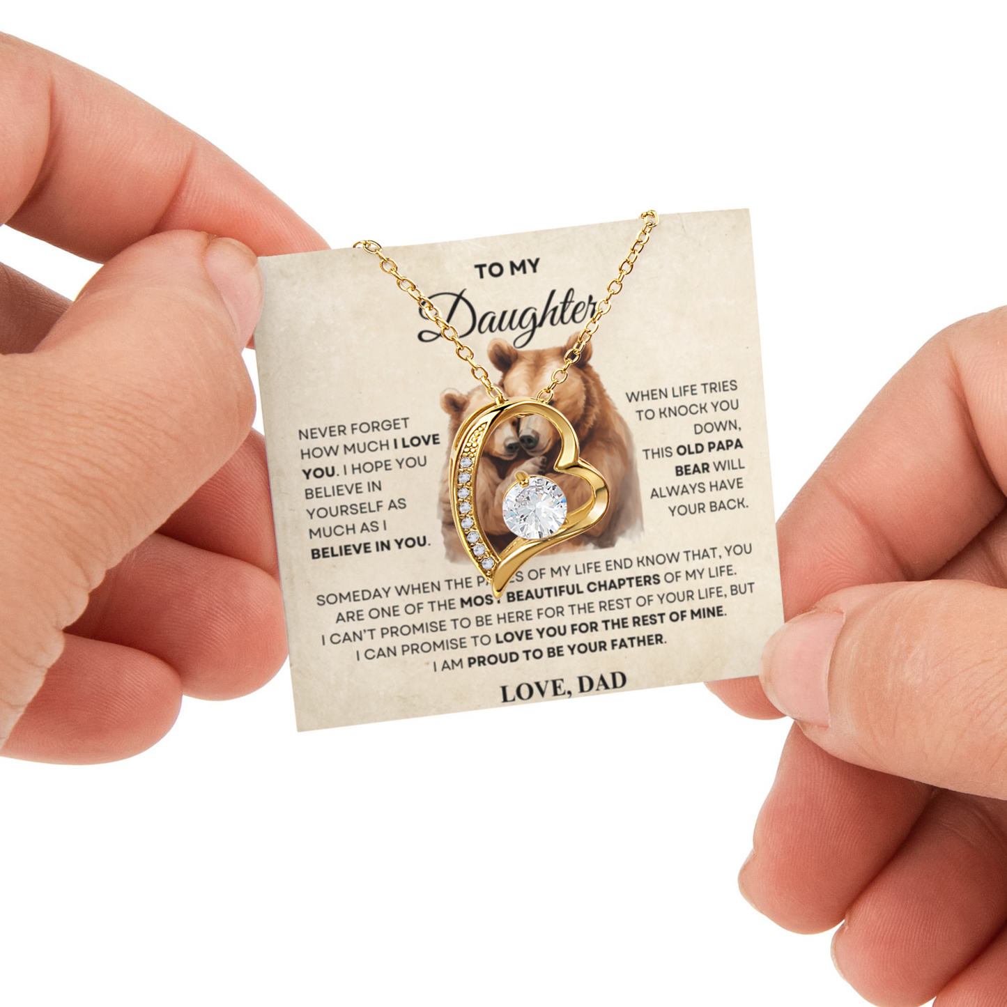 Daughter Necklace from Dad, Forever Love Pendant with Rotating Rose Box, Gift for Birthday, Valentines Day, Graduation, Christmas