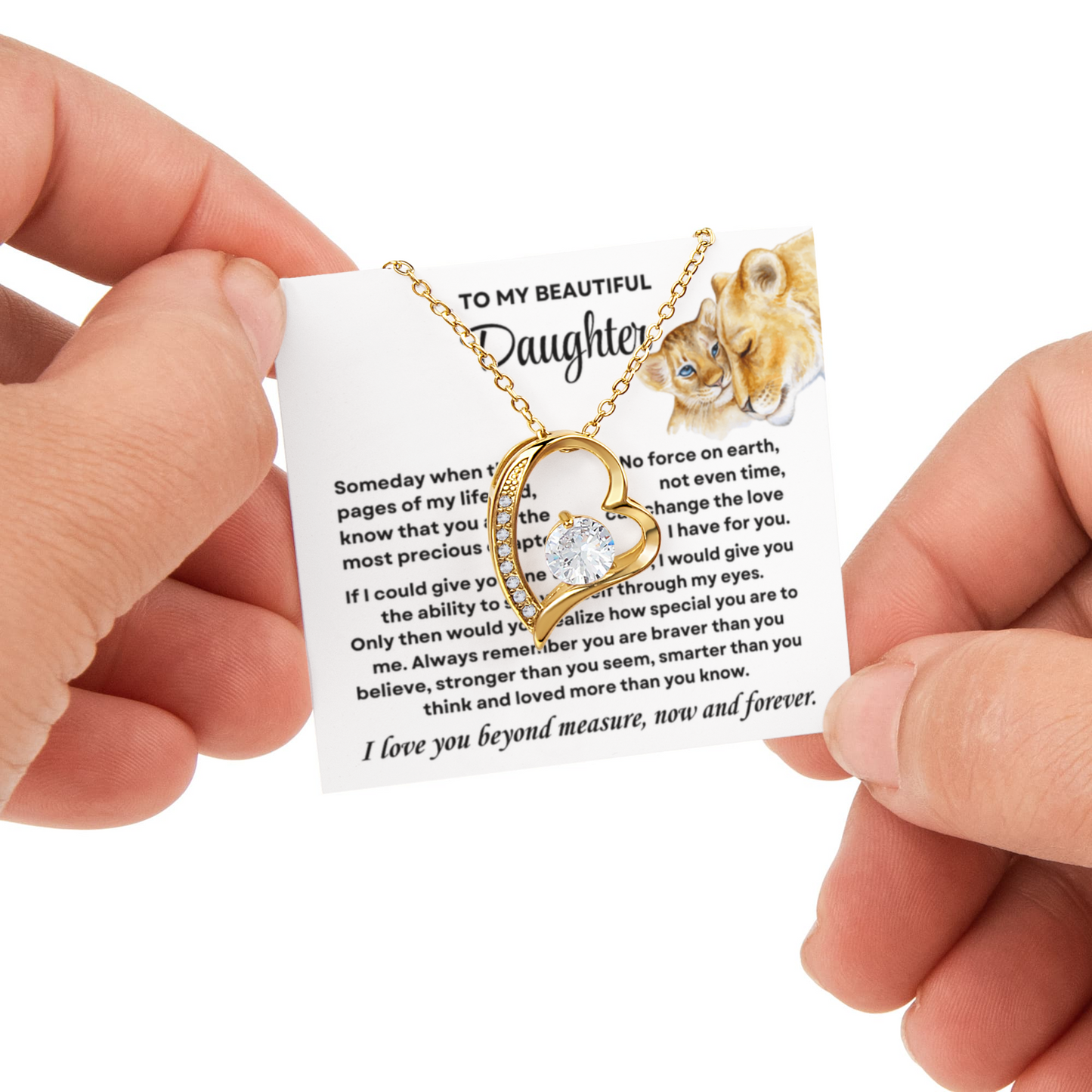 Daughter Necklace from Mom, Forever Love Pendant with Rotating Rose Box, Gift for Birthday, Valentines Day, Graduation, Christmas