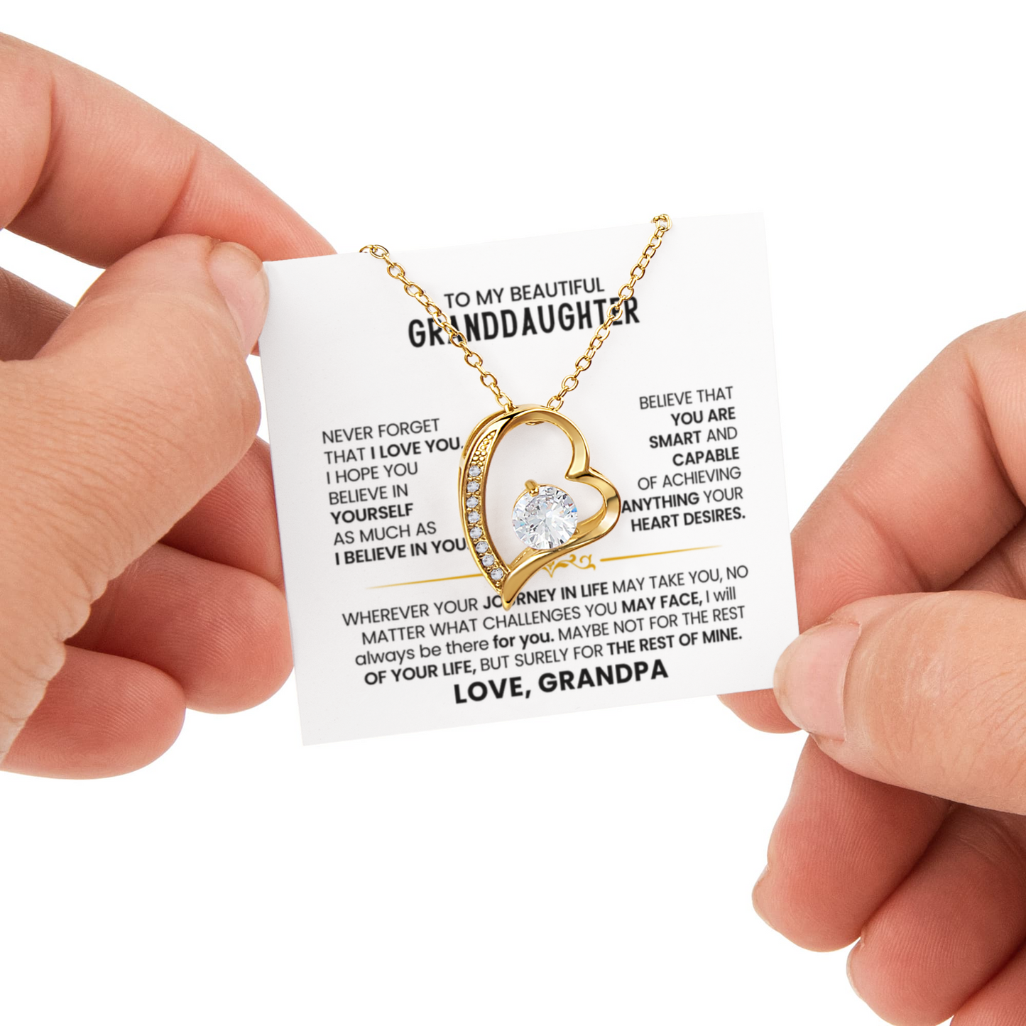 To my Granddaughter necklace from Grandparents, Forever Love Pendant with Rotating Rose Box, Gift for Birthday, Valentines Day, Graduation, Christmas