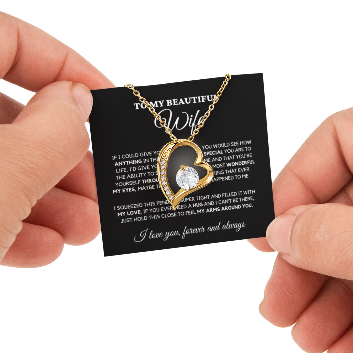 To my Soulmate Wife Necklace from Husband, Forever Love Pendant with Rotating Rose Box, Gift for Anniversary, Valentines Day, Birthday