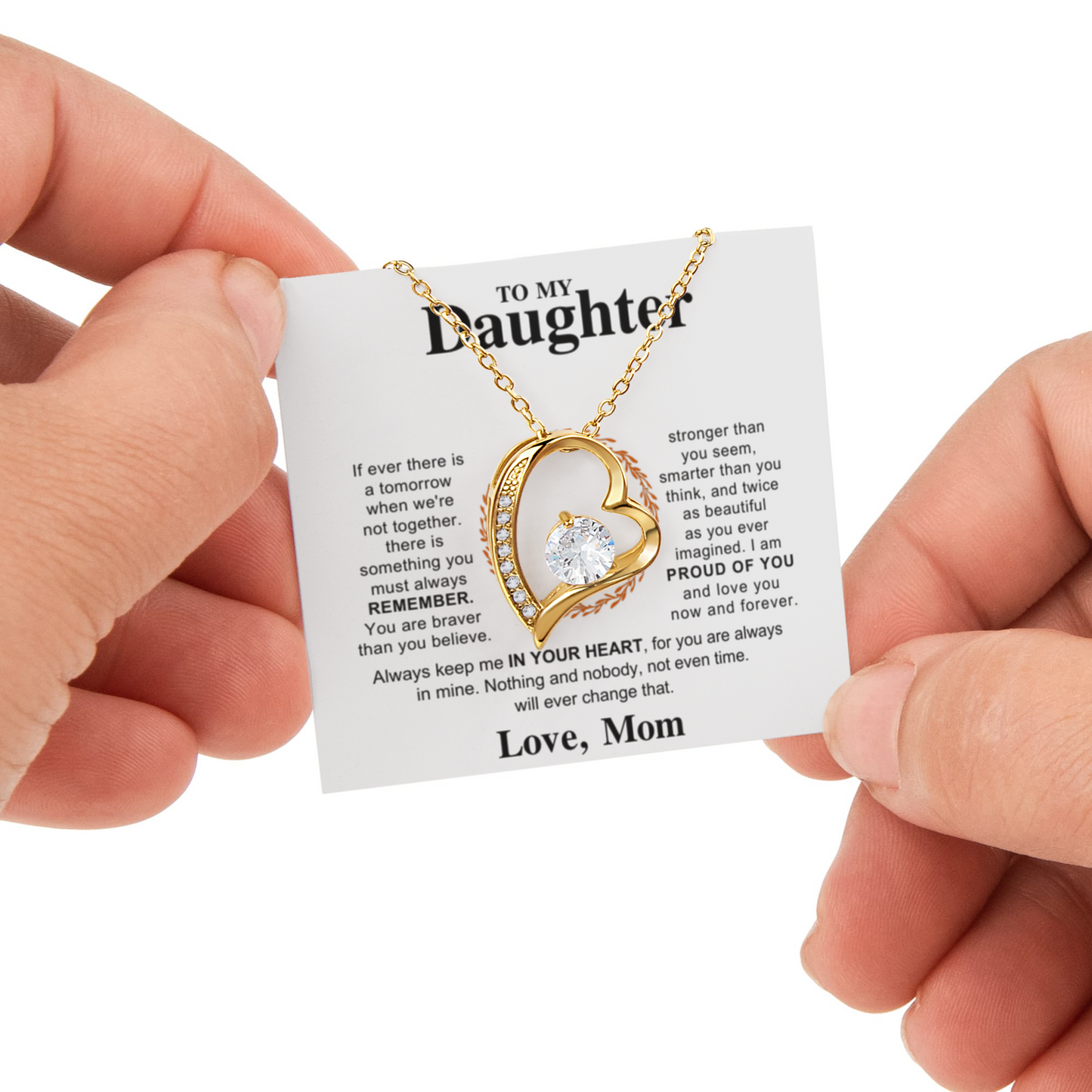 Daughter Necklace from Mom, Forever Love Pendant with Rotating Rose Box, Gift for Birthday, Valentines Day, Graduation, Christmas