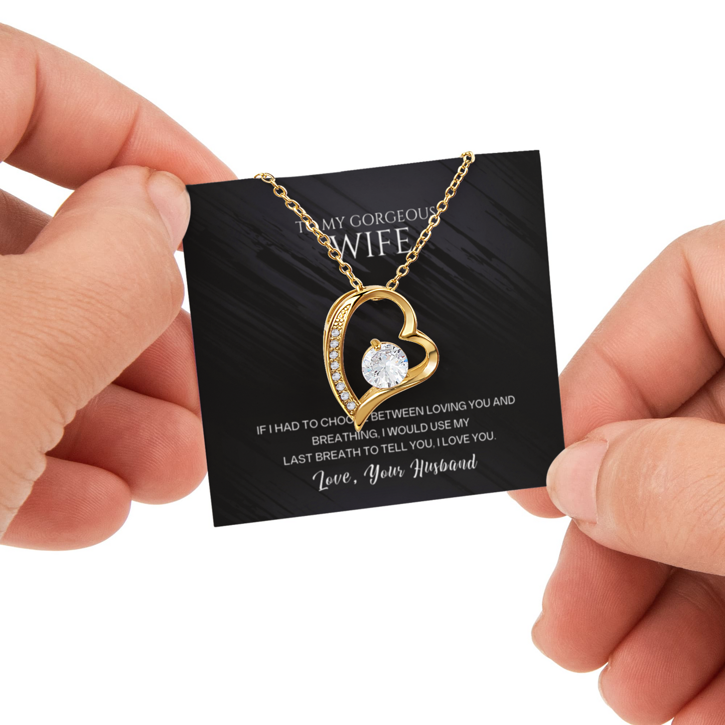 To my  Wife Necklace from Husband, Forever Love Pendant with Rotating Rose Box, Gift for Anniversary, Valentines Day, Birthday