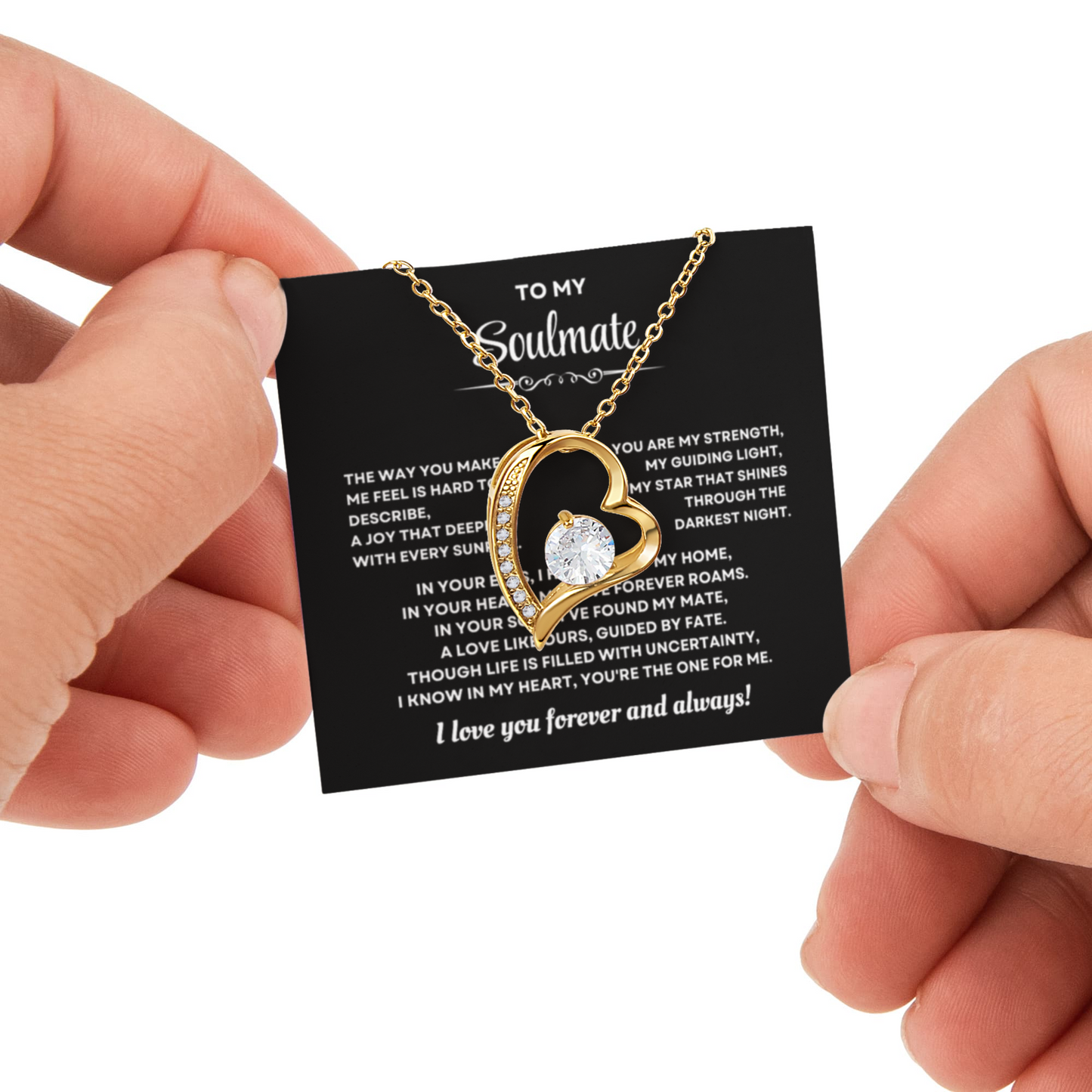 To my Soulmate Wife Necklace from Husband, Forever Love Pendant with Rotating Rose Box, Gift for Anniversary, Valentines Day, Birthday