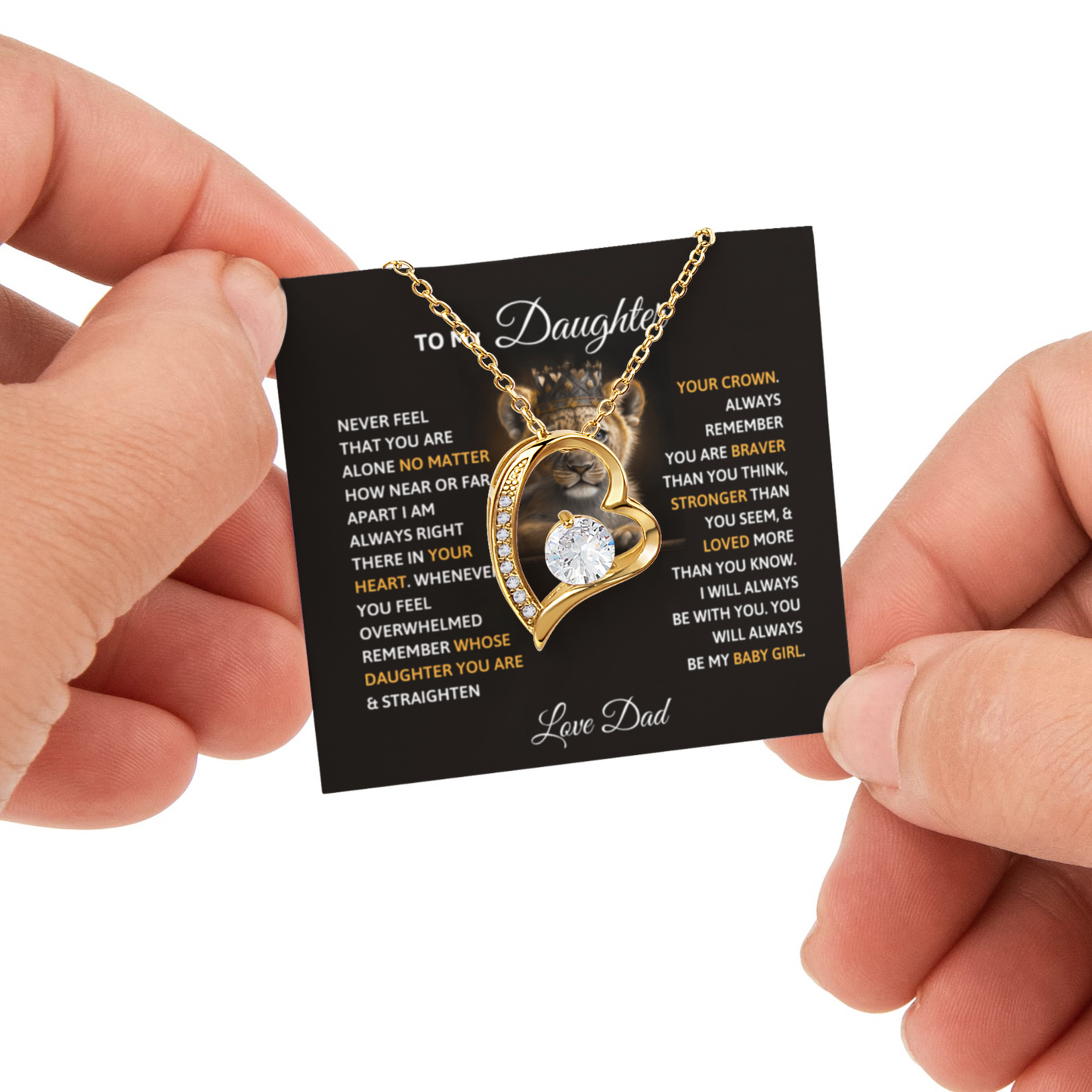 Daughter Necklace from Dad, Forever Love Pendant with Rotating Rose Box, Gift for Birthday, Valentines Day, Graduation, Christmas