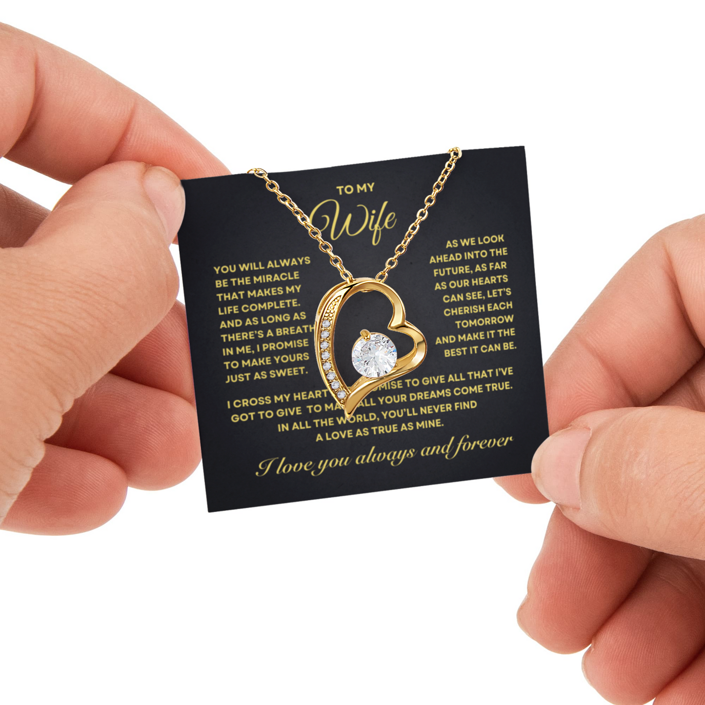 To my Wife Necklace from Husband, Forever Love Pendant with Rotating Rose Box, Gift for Anniversary, Valentines Day, Birthday