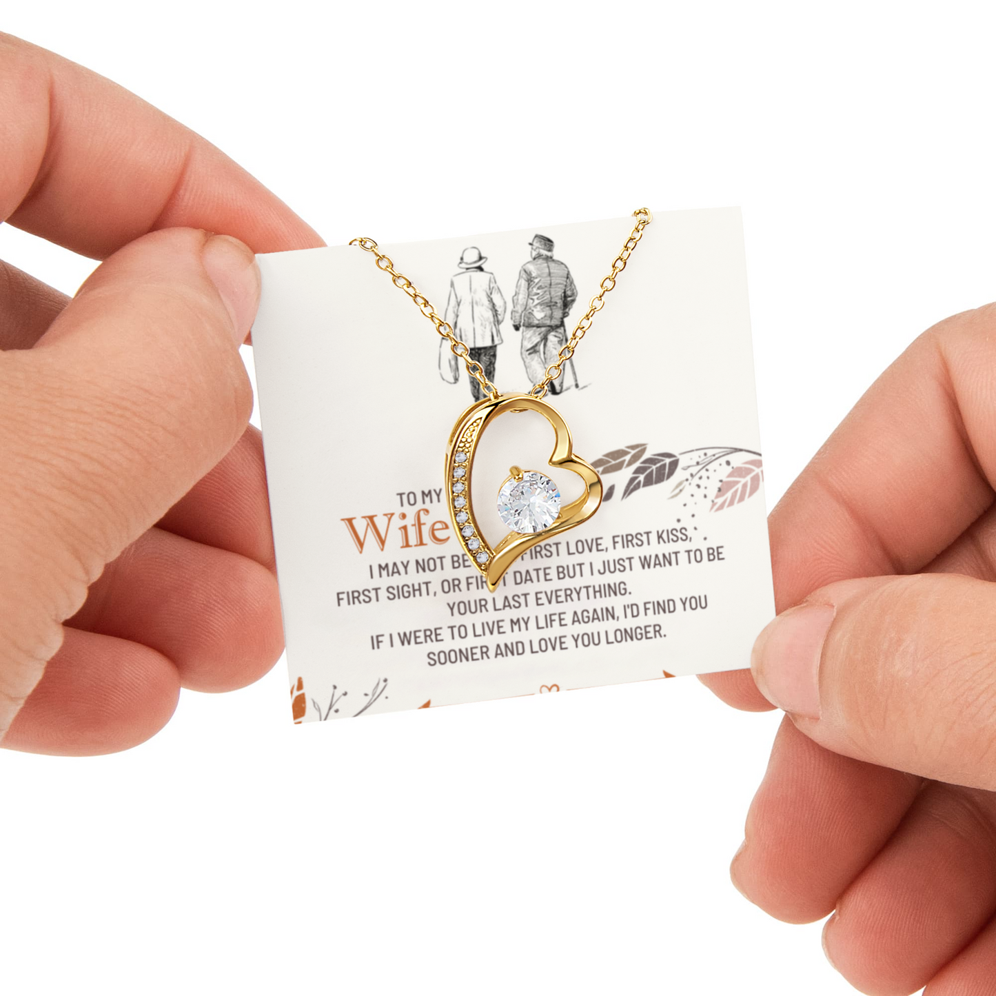 To my Wife Necklace from Husband, Forever Love Pendant with Rotating Rose Box, Gift for Anniversary, Valentines Day, Birthday