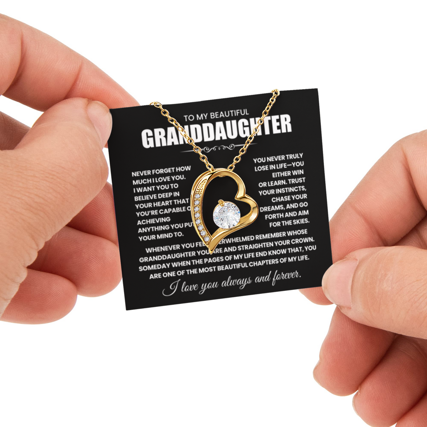 To my Granddaughter necklace from Grandparents, Forever Love Pendant with Rotating Rose Box, Gift for Birthday, Valentines Day, Graduation, Christmas