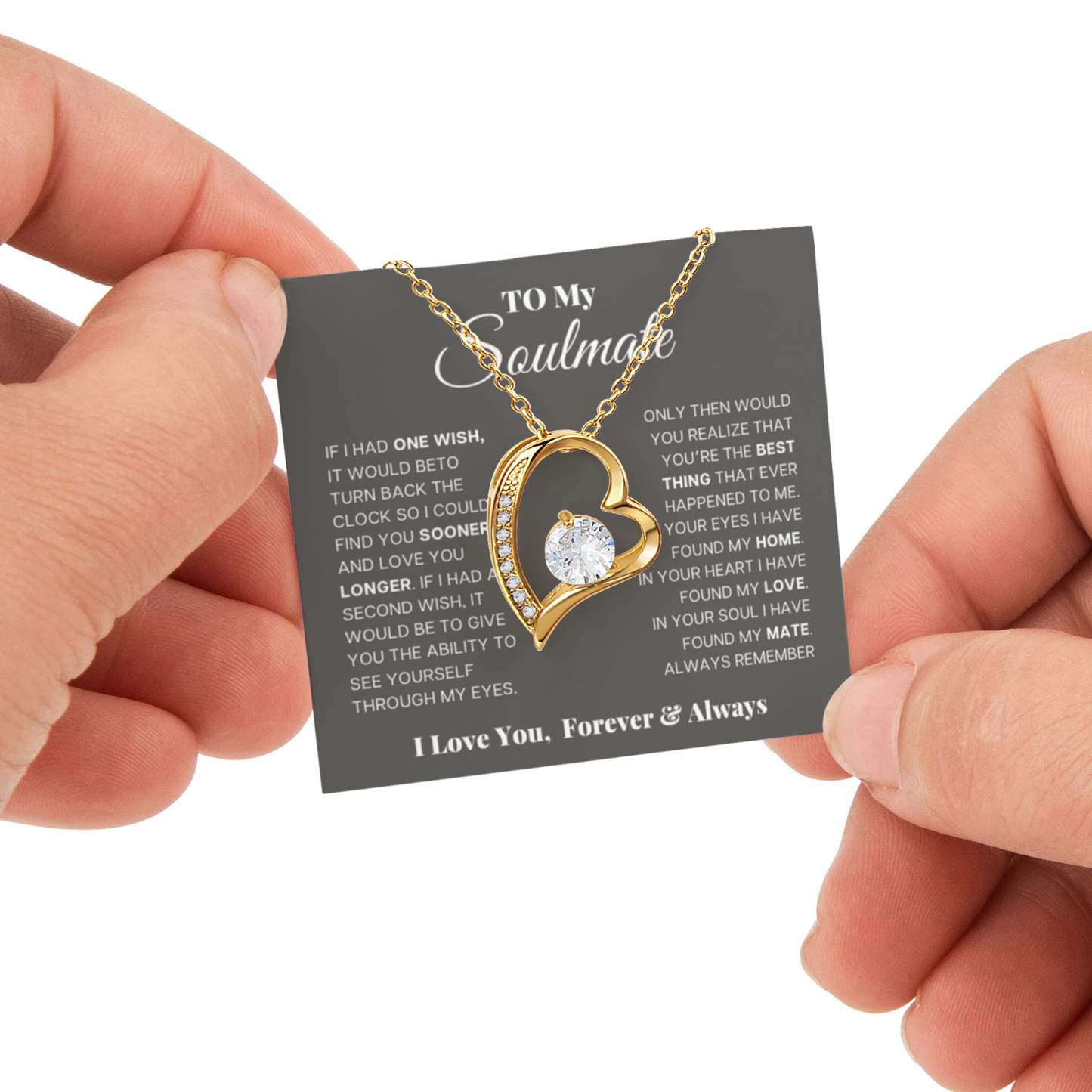 To my Soulmate Wife Necklace from Husband, Forever Love Pendant with Rotating Rose Box, Gift for Anniversary, Valentines Day, Birthday