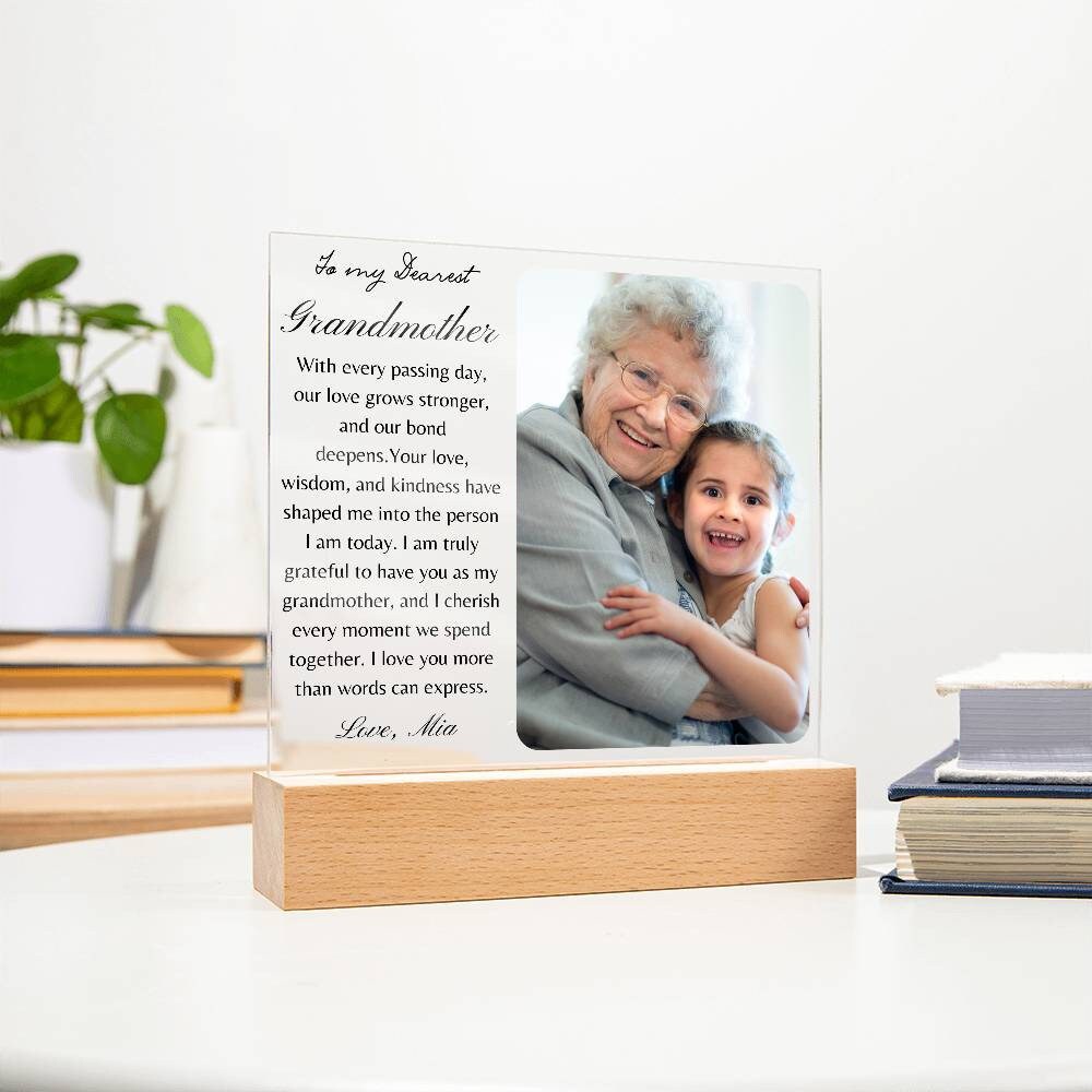 Personalized gift for Grandmother Acrylic Plaque, Gift from Granddaughter Grandma Birthday gift from Grandson, Custom photo gift for Granny