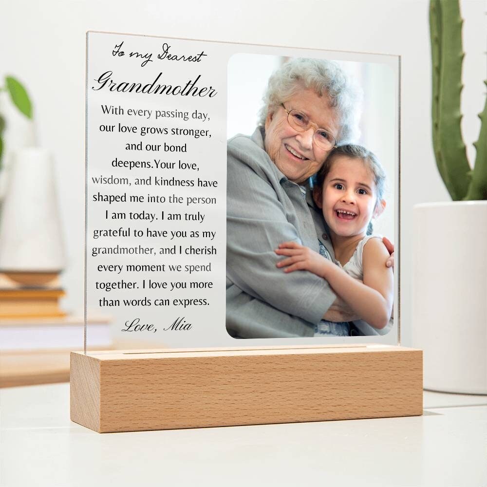 Personalized gift for Grandmother Acrylic Plaque, Gift from Granddaughter Grandma Birthday gift from Grandson, Custom photo gift for Granny