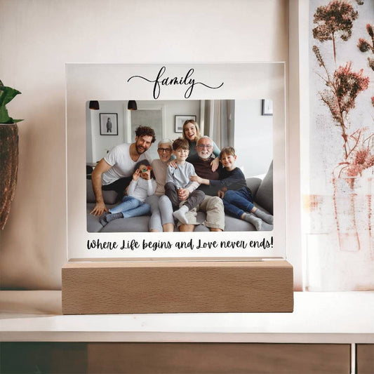 Custom Family Photo gifts, Acrylic plaque Family picture frame gift for Mom, Family reunion Thanksgiving gift, Christmas, Photo plaque gift