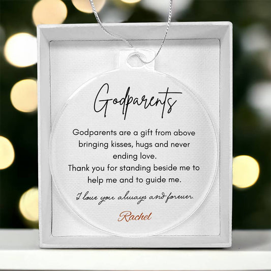 Godparents Christmas Ornament Acrylic Personalized, Gift for Godmother gift from Goddaughter Godfather gift from Godchild Thanksgiving gift