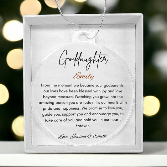 Gift for Godchild Personalized Christmas Ornament, Goddaughter gift from Godmother, Godson gift from Godfather, Baptism Birthday Christening