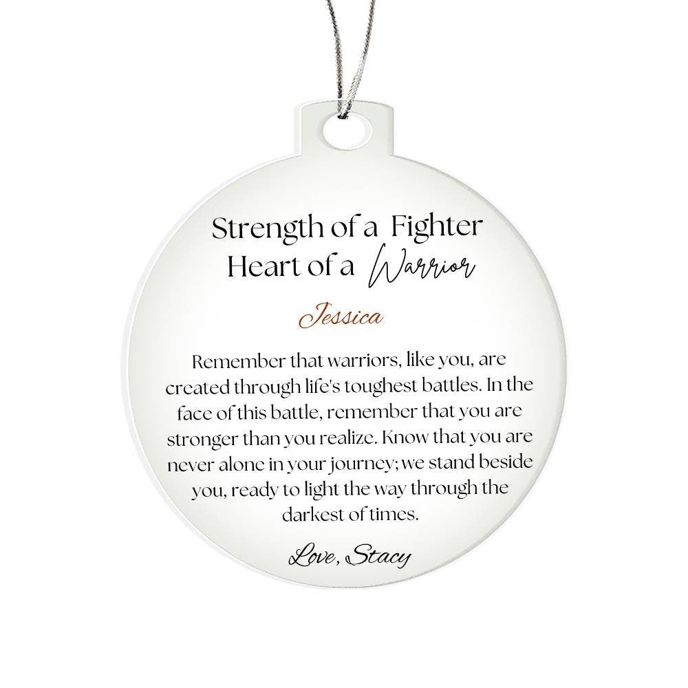 Personalized Warrior gift Acrylic Christmas Ornament, Gift for Cancer patient, Motivation gift, Illness recovery gift, Strength keepsake