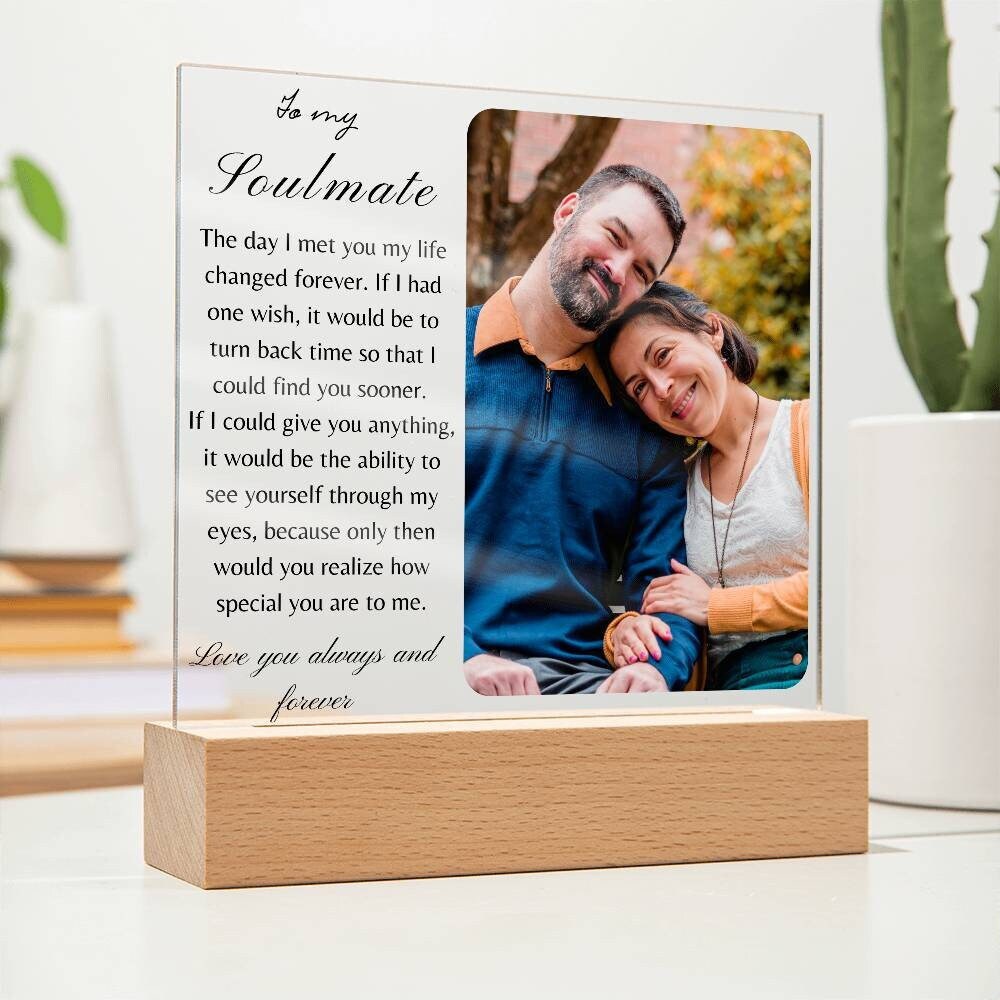 Personalized To my Soulmate Gift, Couple Acrylic Plaque, Anniversary Gift, Valentine Gifts For Him And Her Boyfriend Husband Wife Girlfriend