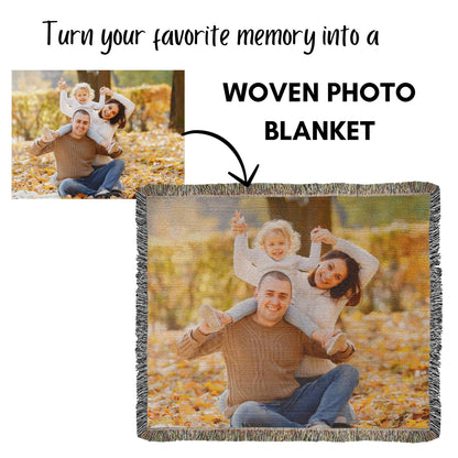 Custom Photo Blanket Family keepsake, Personalized woven throw gift for Mom Valentines day gift for wife husband daughter Birthday Christmas