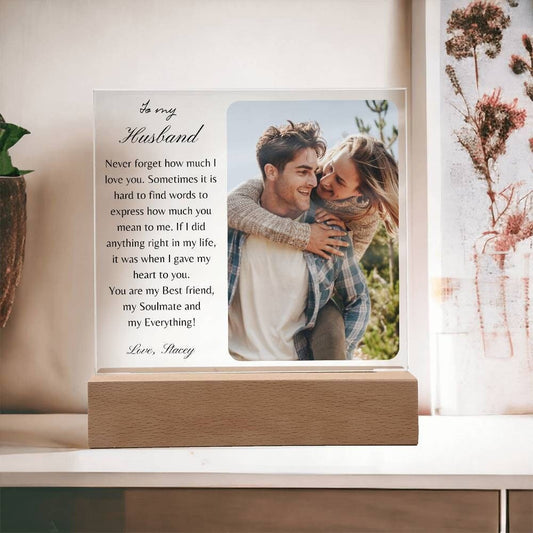 Personalized Gift for Husband Acrylic Plaque, Photo gift with sentimental message, Valentines gifts for him, Birthday, Anniversary gift men