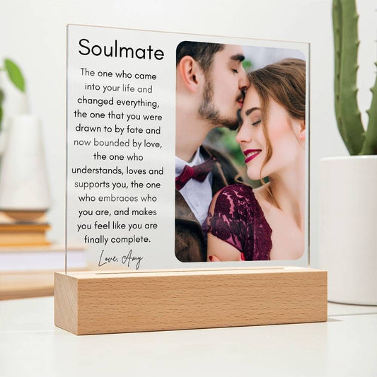 To my Soulmate Personalized Valentines Gift Acrylic Plaque, Anniversary Gift for Partner Girlfriend Husband Wife Boyfriend Birthday, Photo