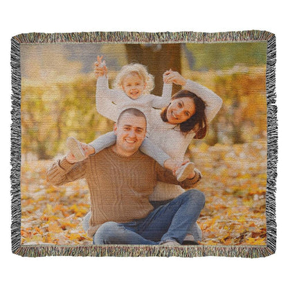 Custom Photo Blanket Family keepsake, Personalized woven throw gift for Mom Valentines day gift for wife husband daughter Birthday Christmas