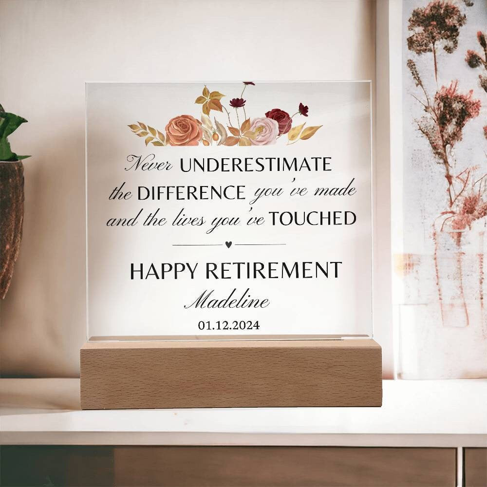 Retirement gifts for Women coworker, Custom Retirement momento personalized retirement plaques for teacher nurse Mom dad difference you made