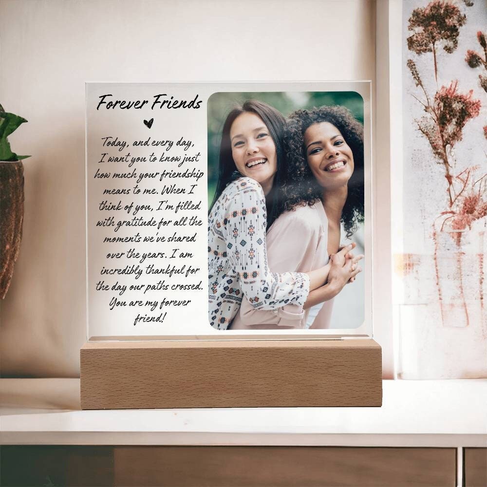 Personalized Best Friend Plaque, Friendship picture frame, Friends forever Photo plaque gift for Bestie Cousin Coworker Birthday, Christmas