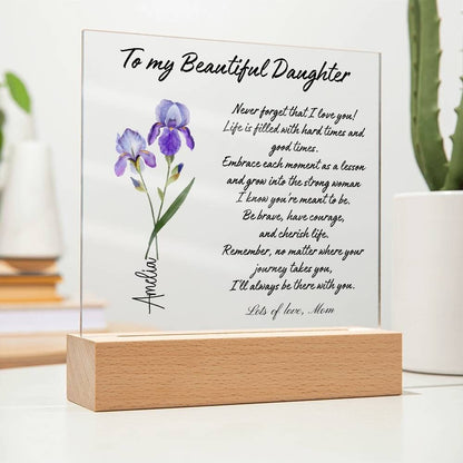 Personalized Daughter gift from Mom to Daughter, Birth flower Gift, To my daughter Plaque, Birthday gift, Christmas, Daughter Gift from Dad