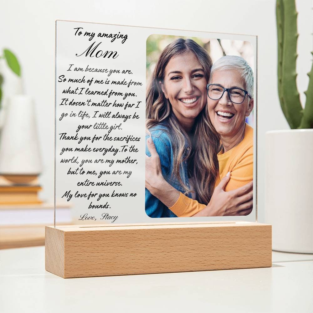 Personalized Mom Plaque, Mom gift from Daughter to mother, Mothers day gift, Birthday gift for Mum, Christmas gift, Photo acrylic plaque