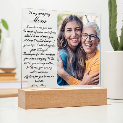 Personalized Mom Plaque, Mom gift from Daughter to mother, Mothers day gift, Birthday gift for Mum, Christmas gift, Photo acrylic plaque