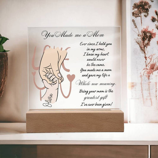 Personalized Mom and Baby gifts, New mom plaque, Daughter gift from Mom, Gift for New mama Mothers day gift, Mom and baby Holding hands gift