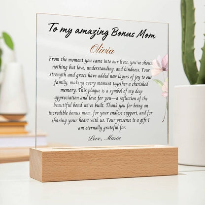 Personalized Bonus mom Plaque gift from Bonus Daughter, Bonus Mom Gift for Mothers day, Stepmom Birthday, Wedding gift Thank you, Christmas