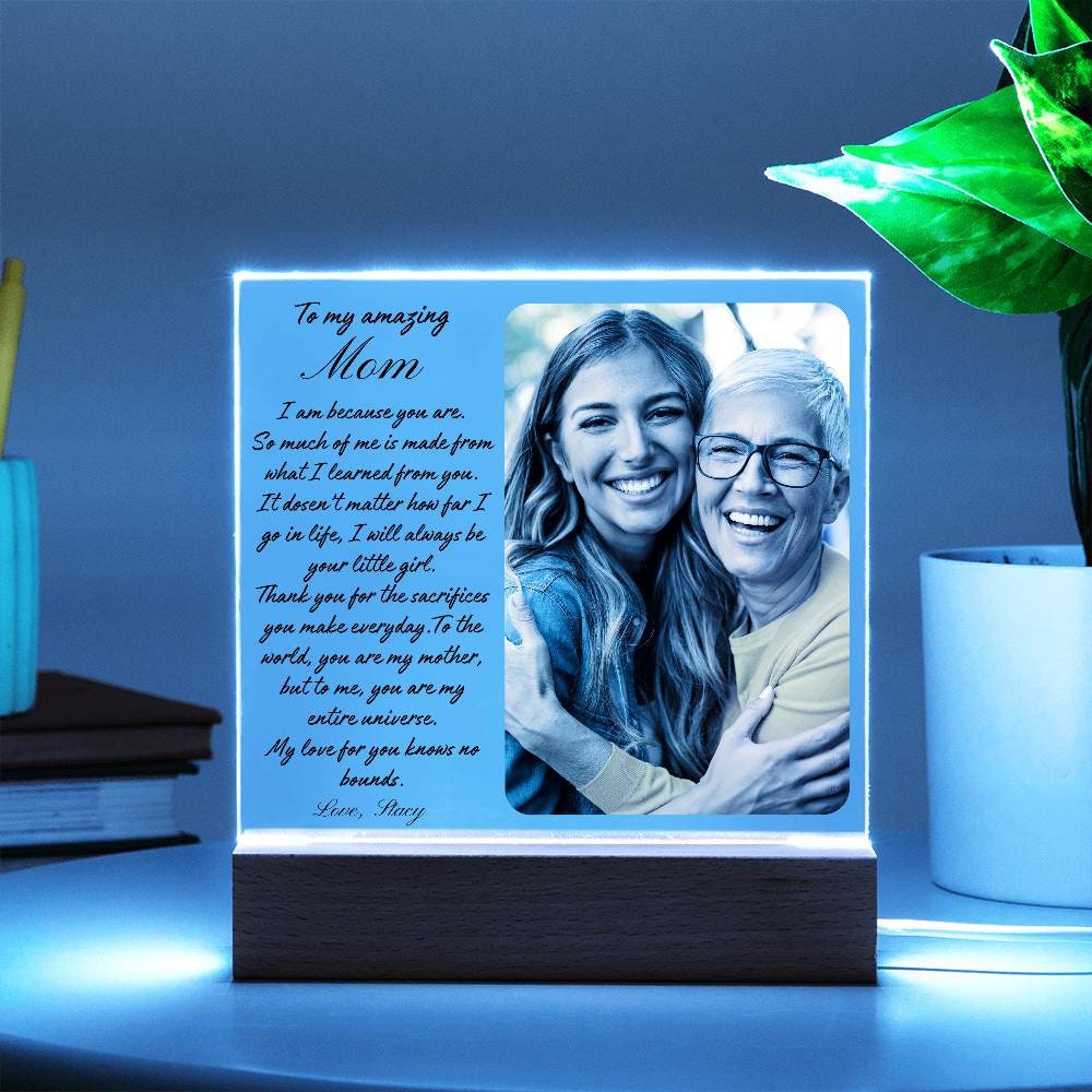 Personalized Mom Plaque, Mom gift from Daughter to mother, Mothers day gift, Birthday gift for Mum, Christmas gift, Photo acrylic plaque