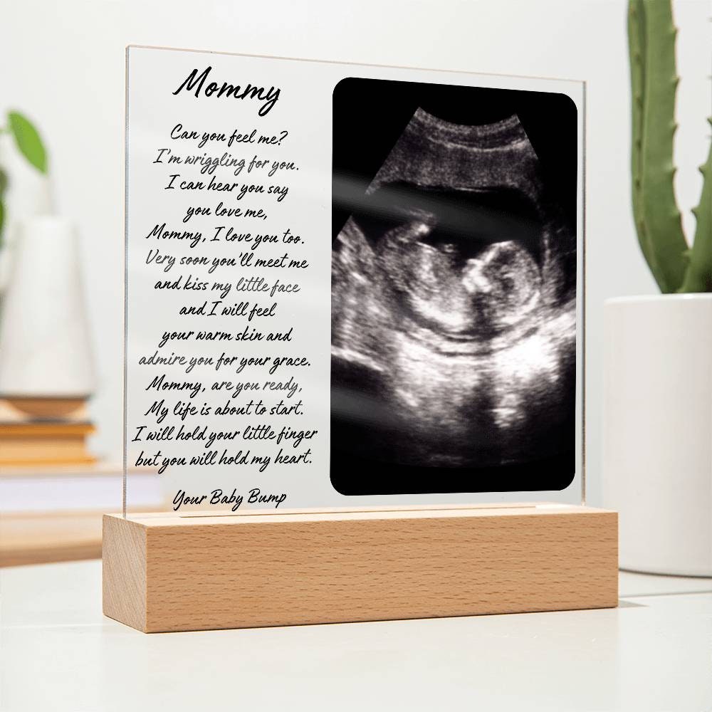 Pregnancy gift for Mom from the bump, Personalized Plaque with Baby Ultrasound Photo frame, Gift for New Mom Mothers day gift from Baby bump