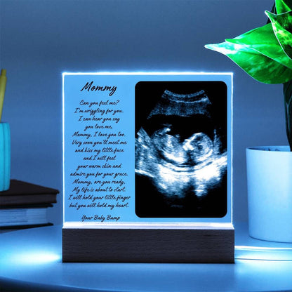 Pregnancy gift for Mom from the bump, Personalized Plaque with Baby Ultrasound Photo frame, Gift for New Mom Mothers day gift from Baby bump