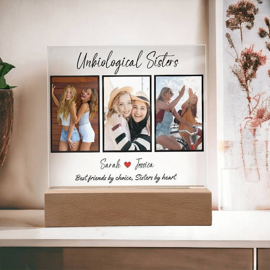 Personalized Unbiological sister gift, Best friend Plaque, Bestie birthday Gift, Friend like family, Friendship gifts Picture frame Custom