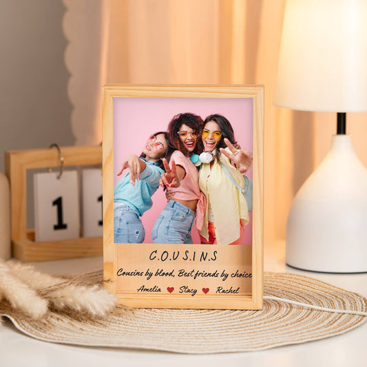 Personalized Cousin gift Picture frame Night light, Photo Gift for Cousin Best friend, Female Cousin Birthday gift for Sister Custom Plaque