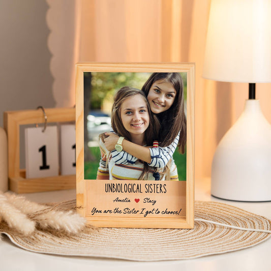 Personalized Unbiological sister gift, Acrylic Picture frame gift for Best friend, Birthday gift for her, Bestie Friendship gifts plaque